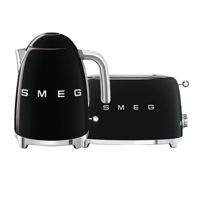 Smeg Black Retro Kettle and 2 Slice Toaster Bundle