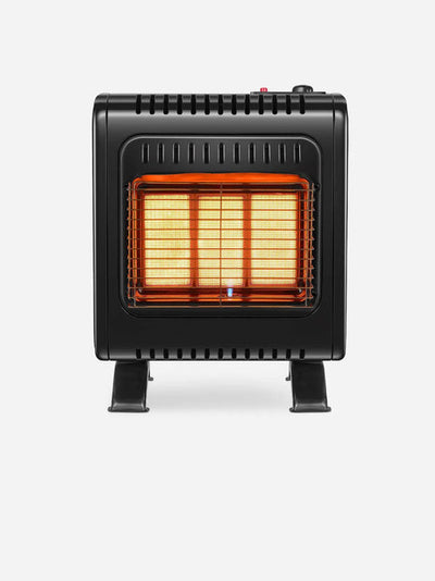 Alva small 3 panel gas heater - black